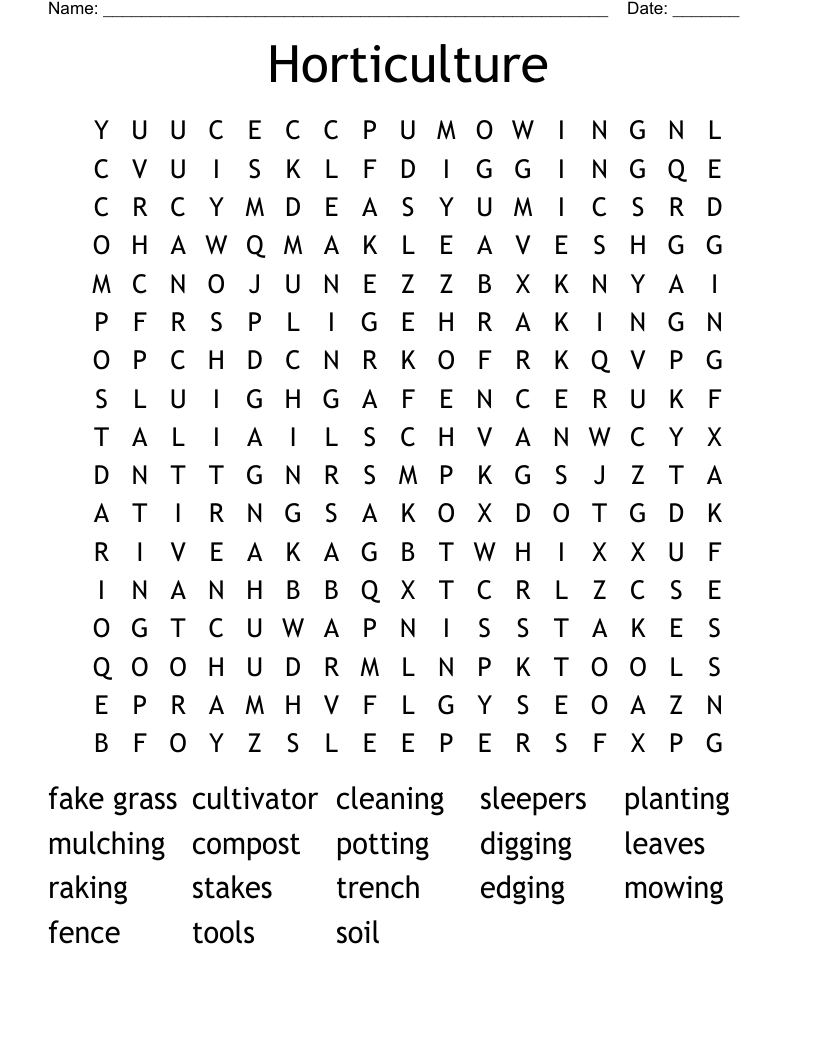 Horticulture Word Search