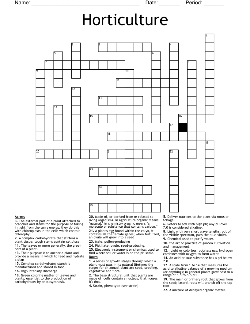 Horticulture Crossword