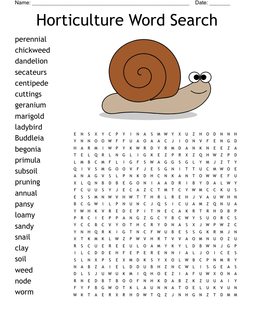 Horticulture Word Search