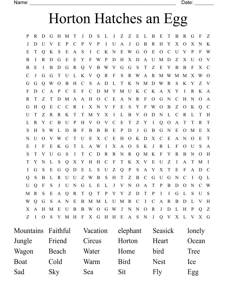 Horton Hatches an Egg Word Search