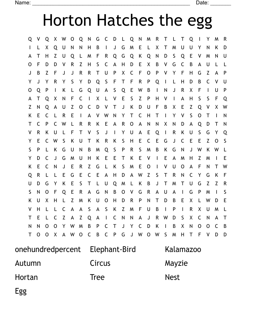 Horton Hatches the egg Word Search