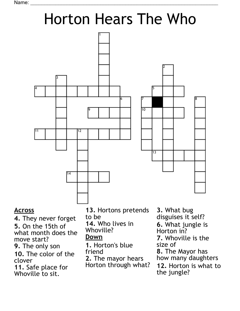 Horton Hears The Who Crossword