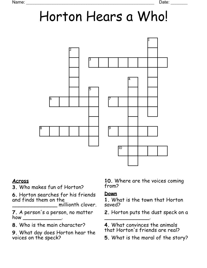 Horton Hears a Who! Crossword