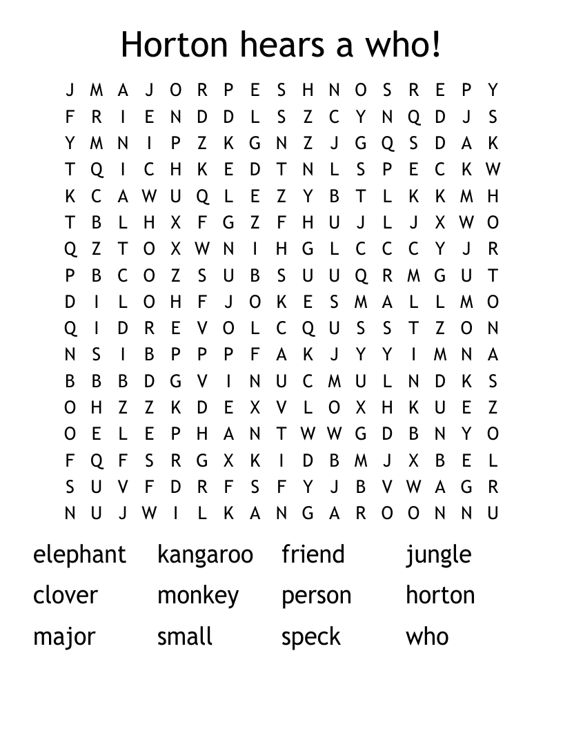 Horton hears a who! Word Search