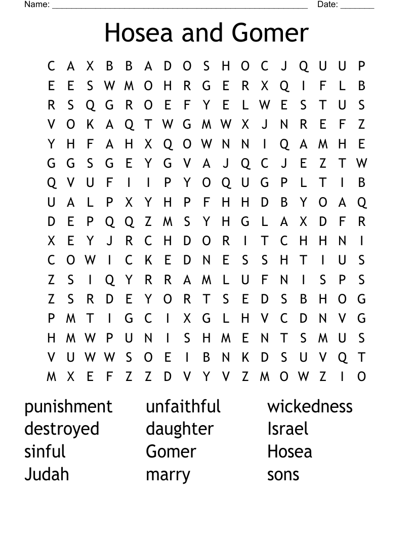 Hosea and Gomer Word Search