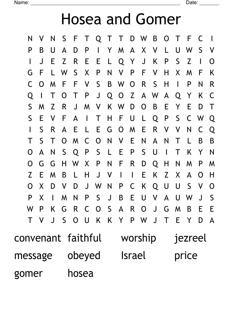 Hosea and Gomer Word Search