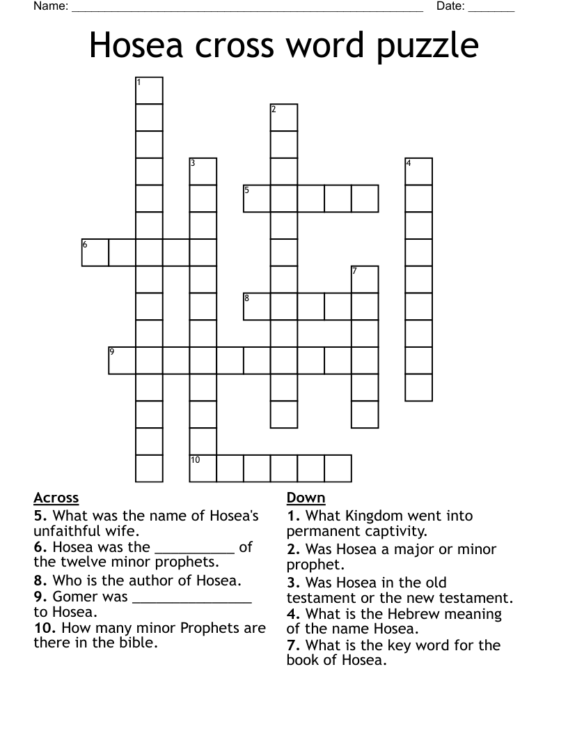 Hosea cross word puzzle