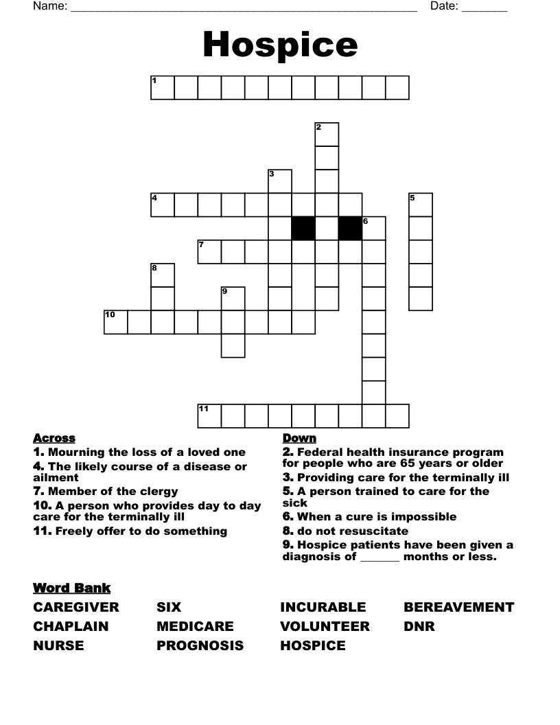Hospice Crossword