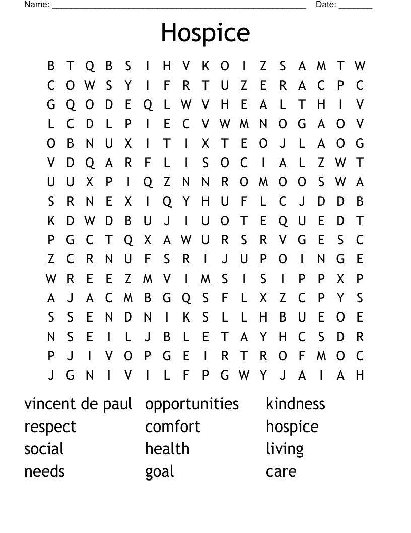 Hospice Word Search