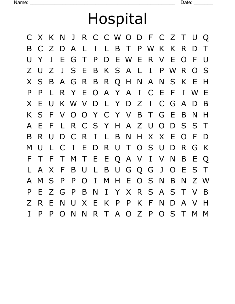 Hospital Word Search