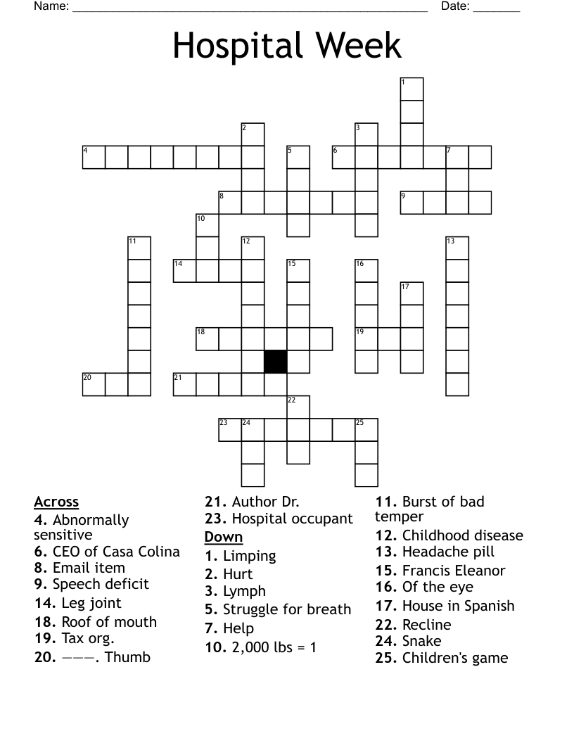Hospital Week Crossword