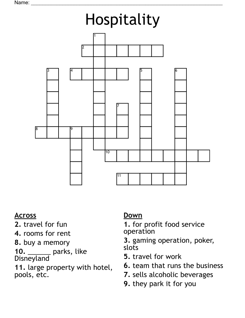 Hospitality Crossword