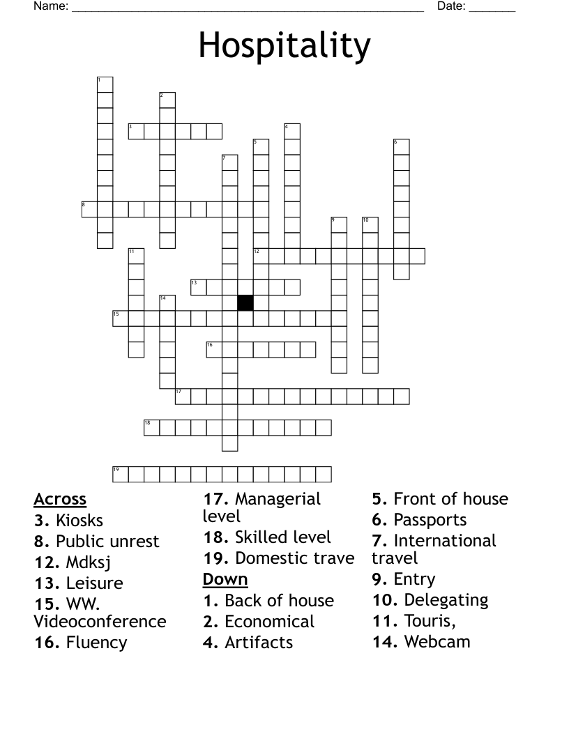 Hospitality Crossword