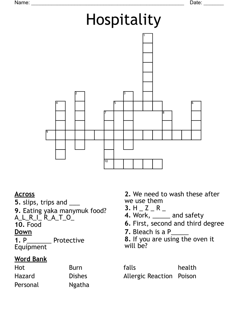 Hospitality Crossword