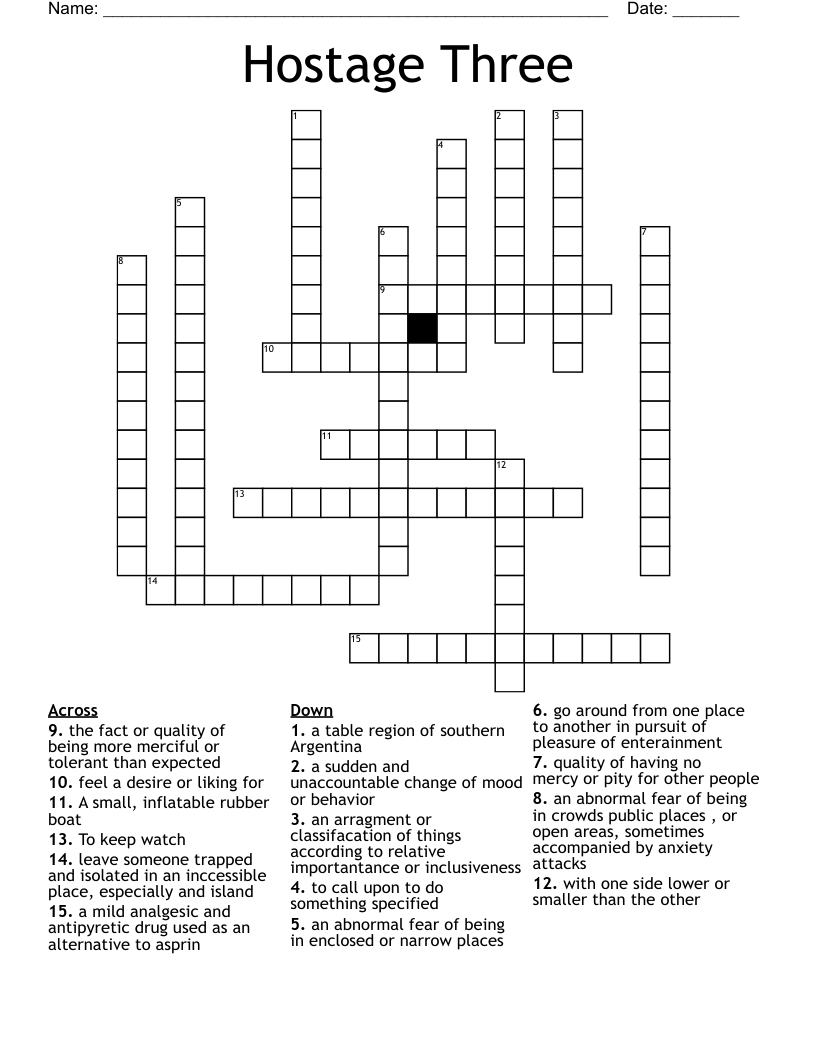 Hostage Three Crossword