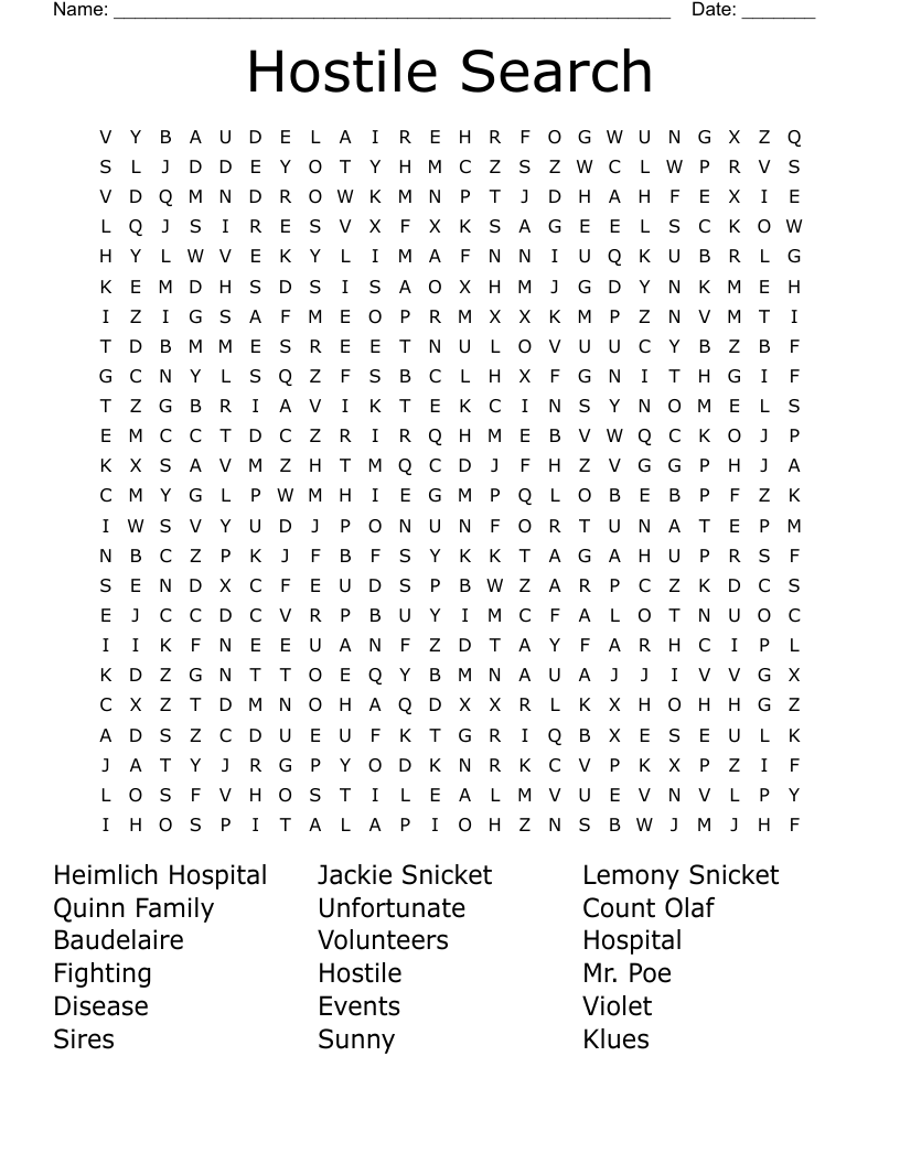 Hostile Search  Word Search