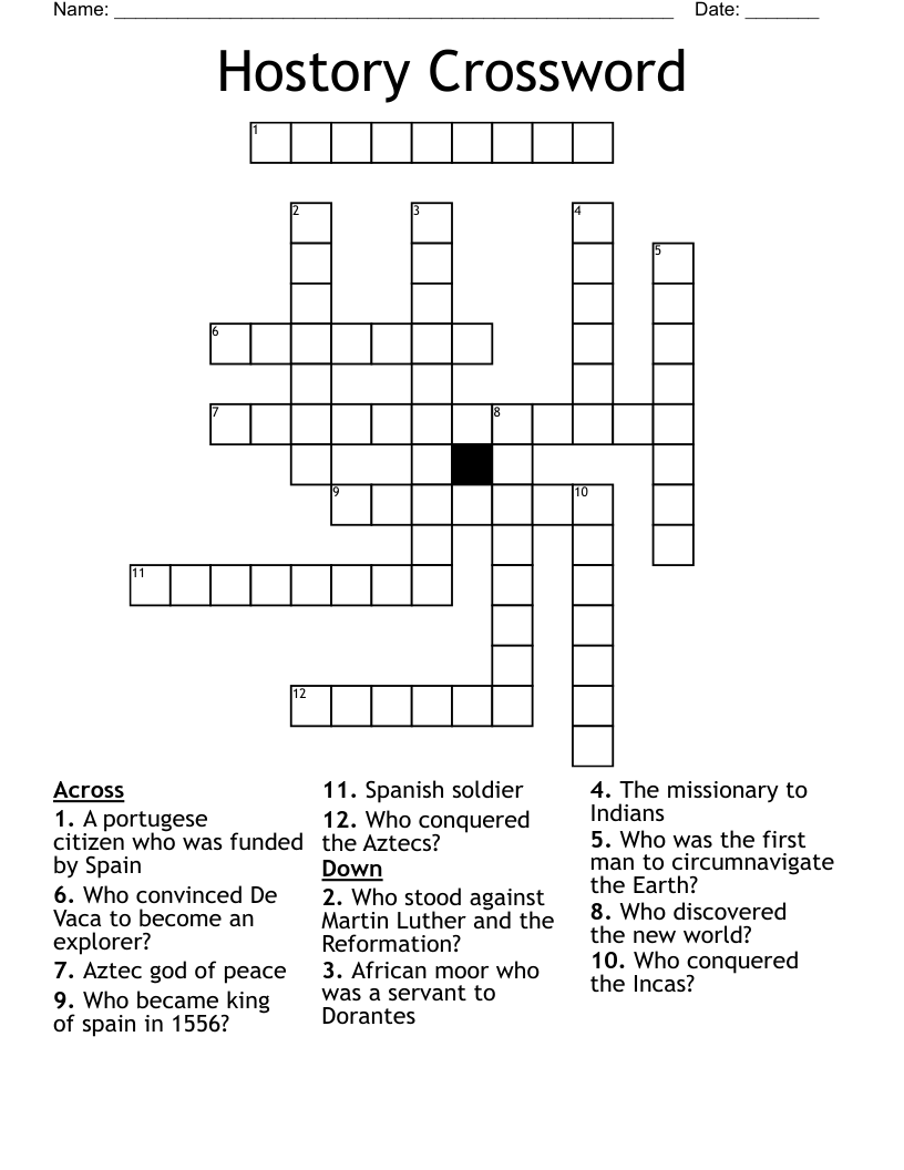 Hostory Crossword 