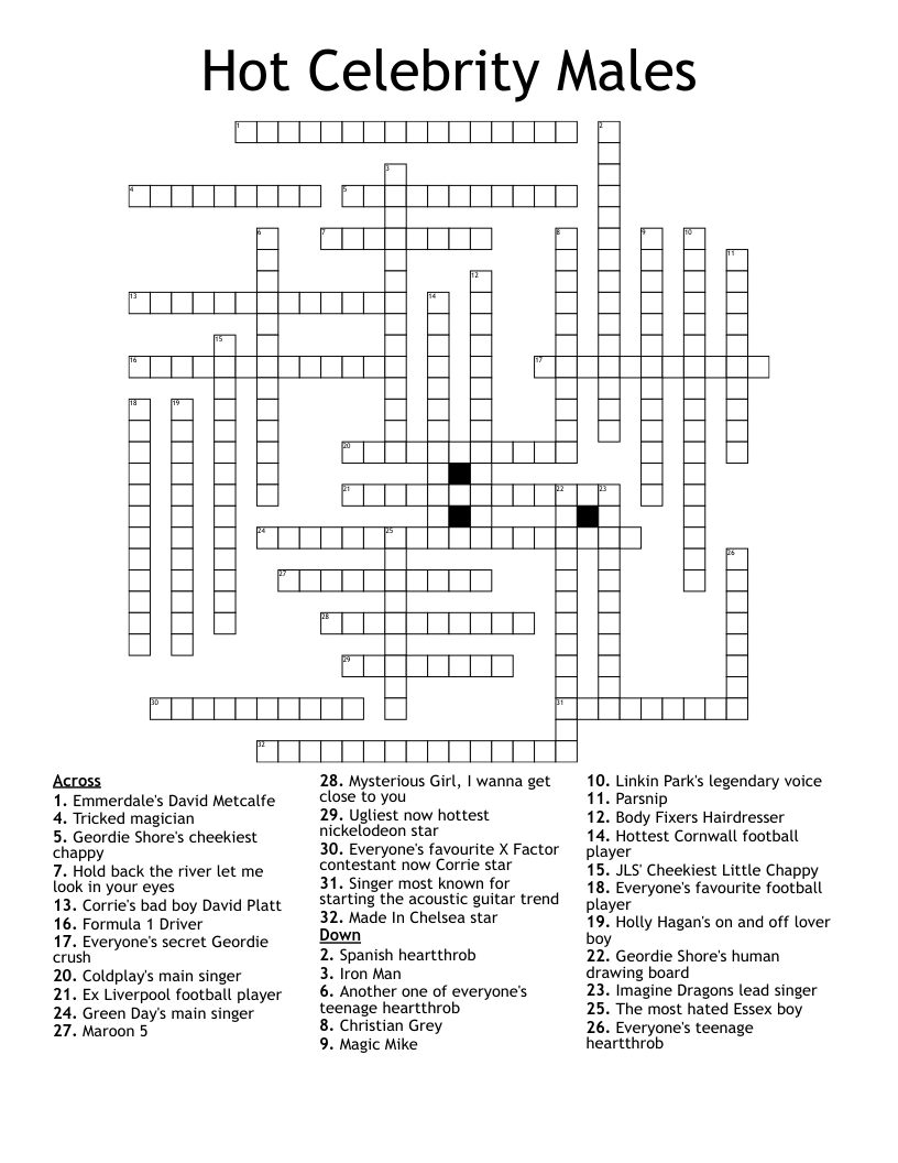 Hot Celebrity Males Crossword