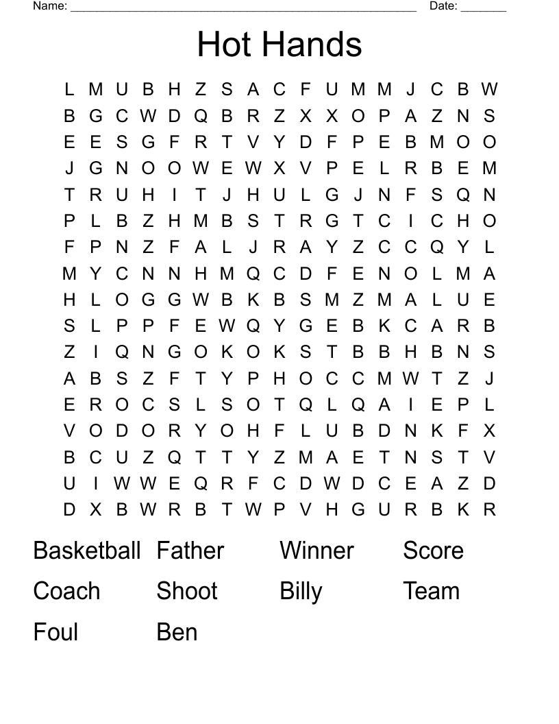 Hot Hands Word Search
