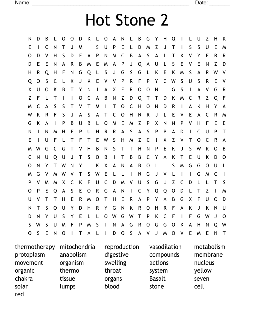 Hot Stone 2 Word Search