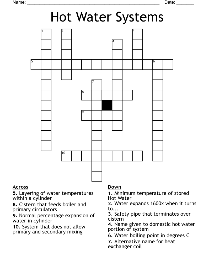 Hot Water Systems Crossword