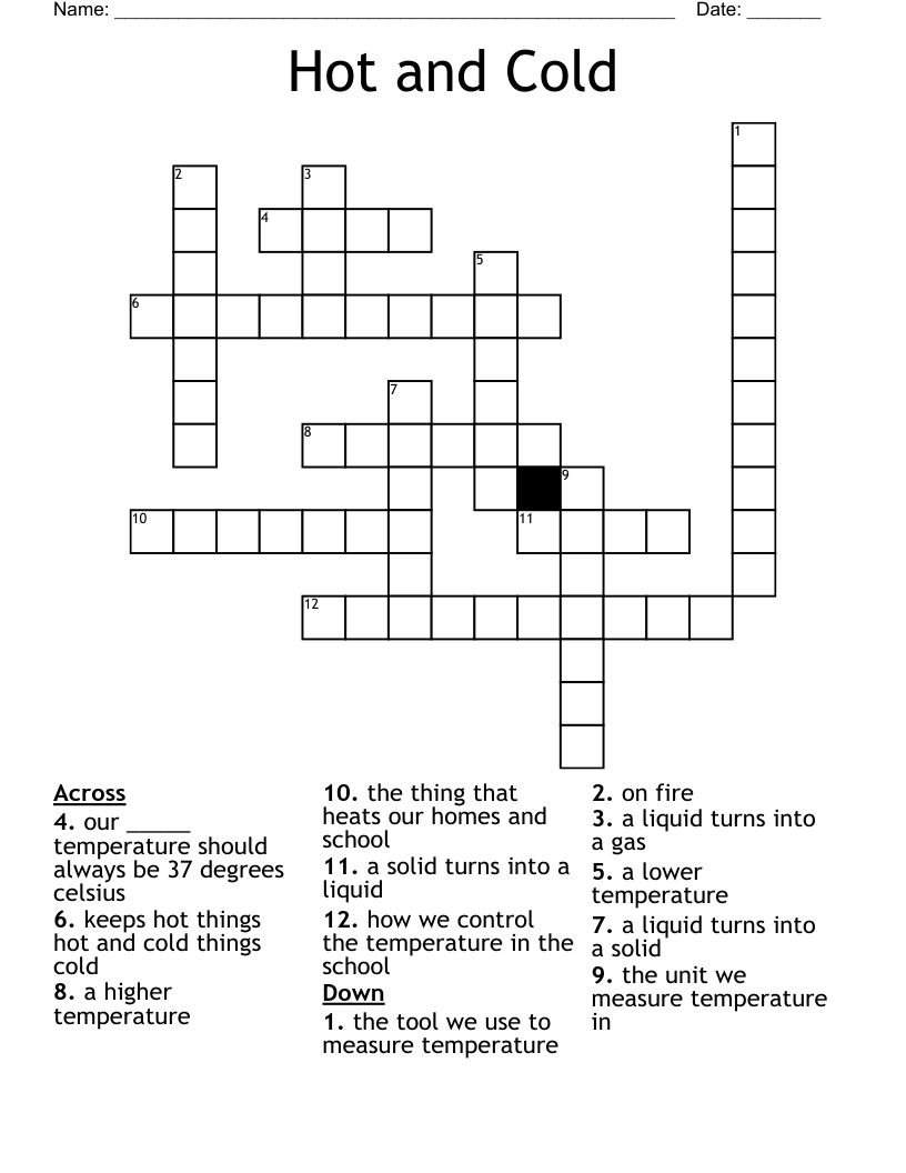 Hot and Cold Crossword