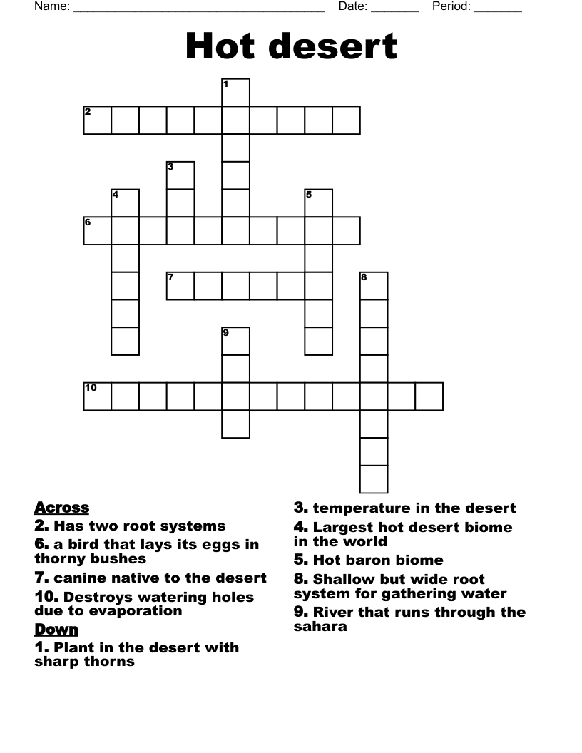 Hot desert Crossword