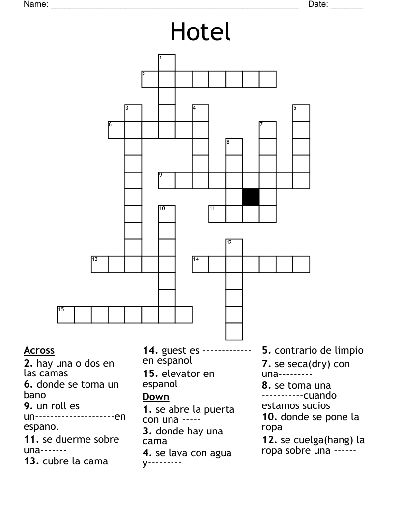 Hotel Crossword