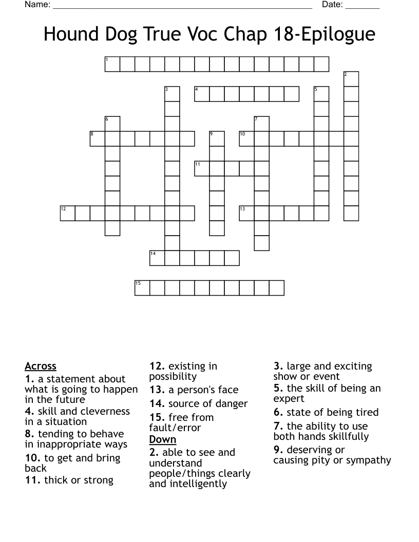 Hound Dog True Voc Chap 18-Epilogue Crossword