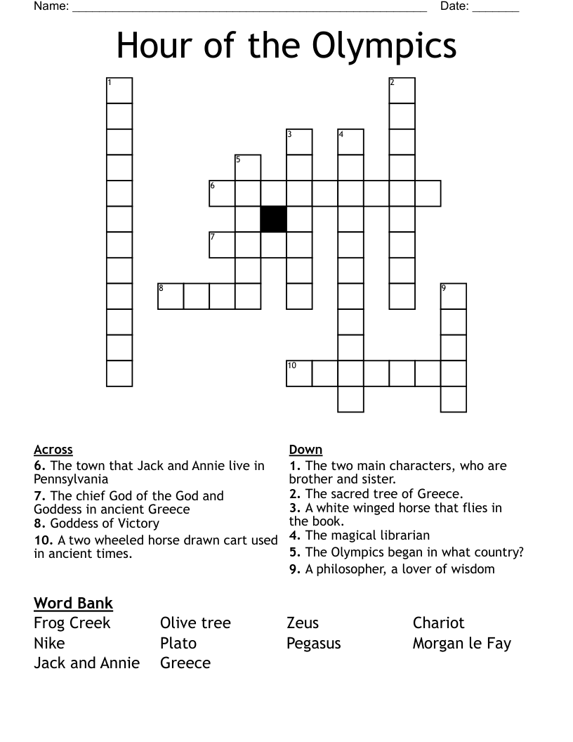 Hour of the Olympics Crossword