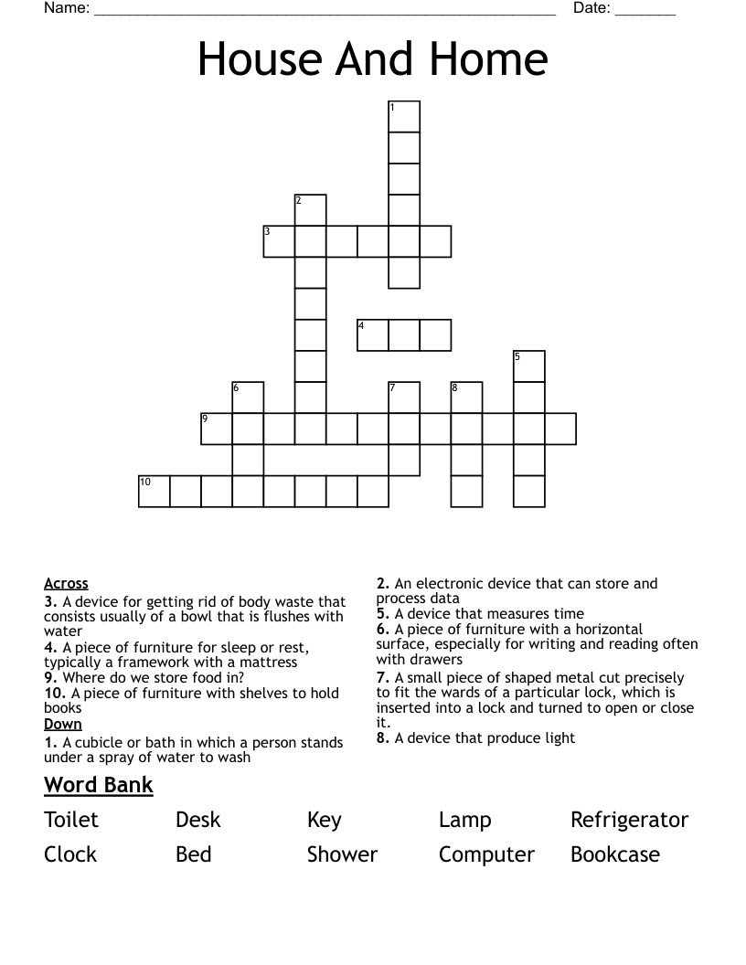 House And Home  Crossword