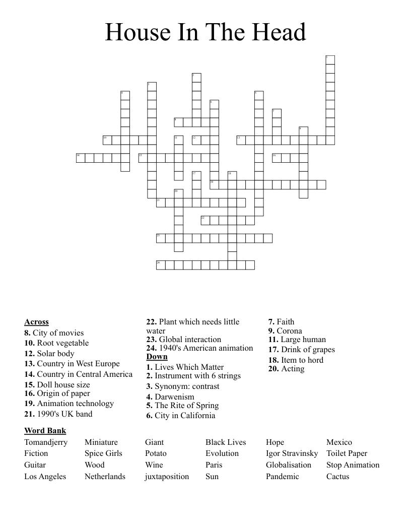 House In The Head Crossword