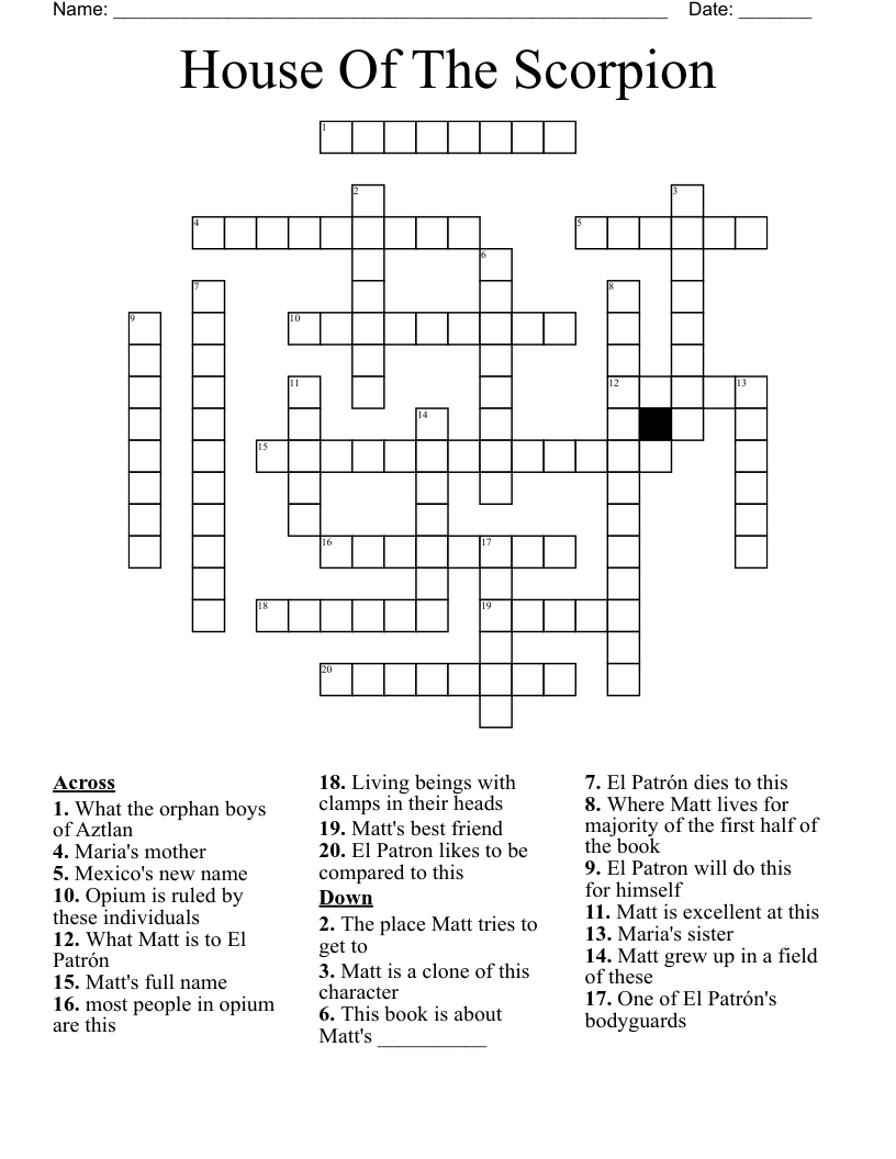 House Of The Scorpion Crossword