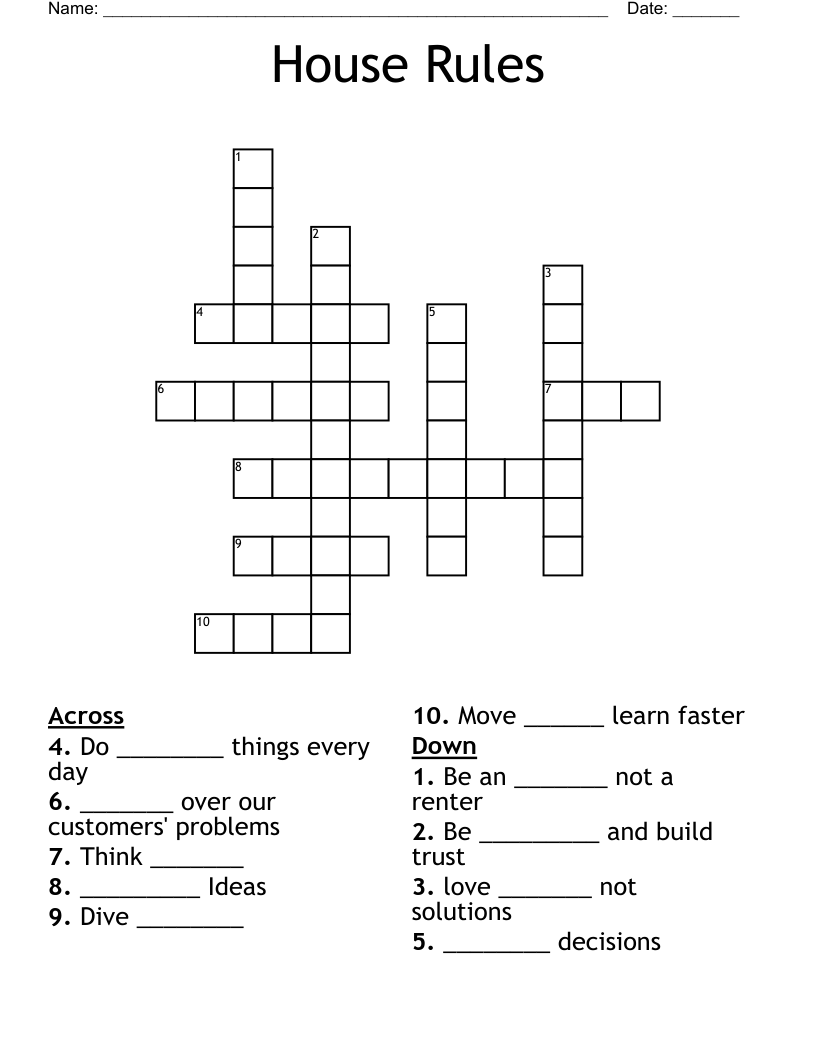 House Rules  Crossword