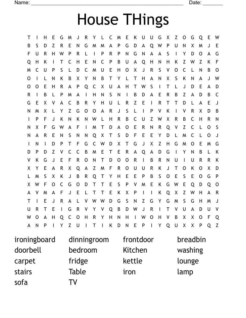 House THings Word Search