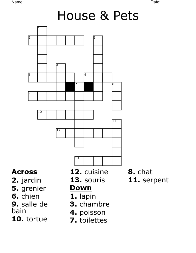 House & Pets Crossword