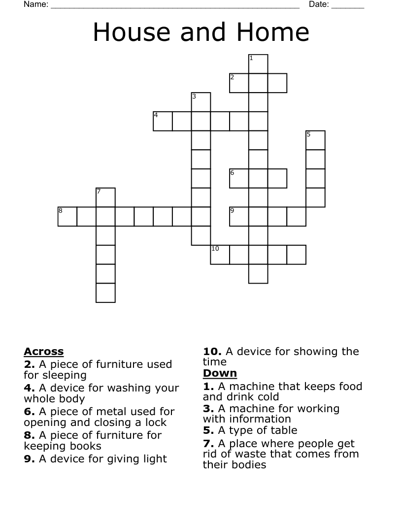 House and Home Crossword