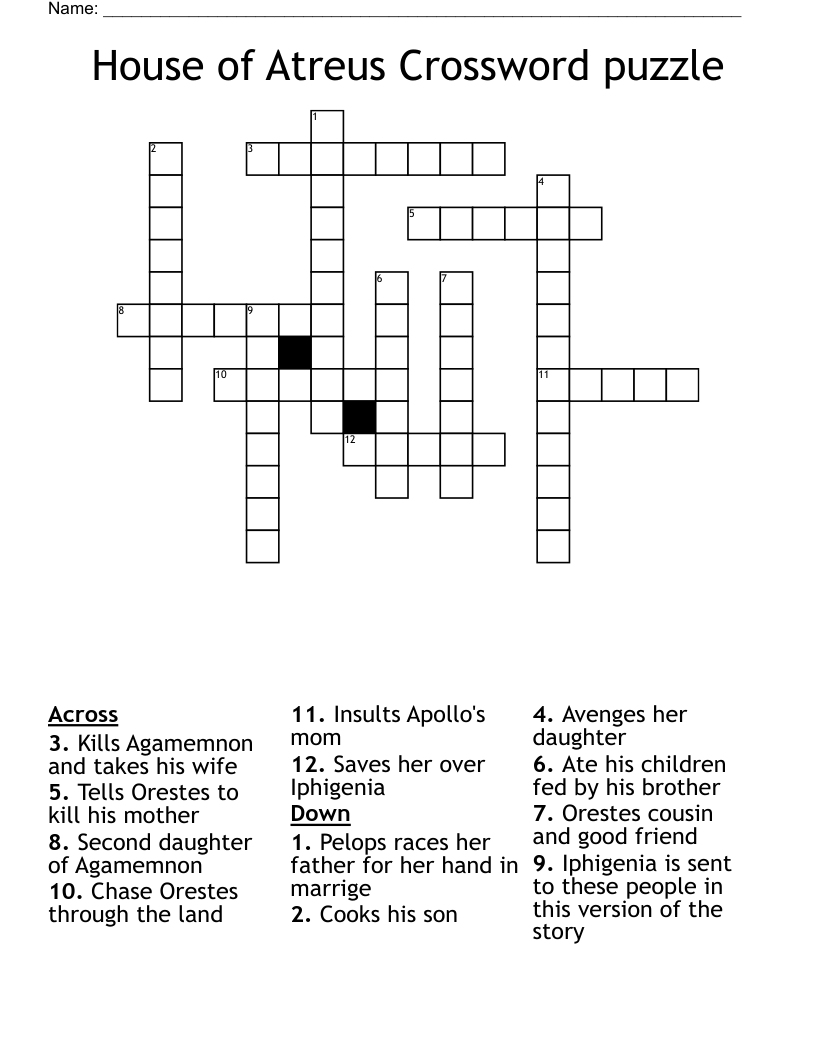 House of Atreus Crossword puzzle 