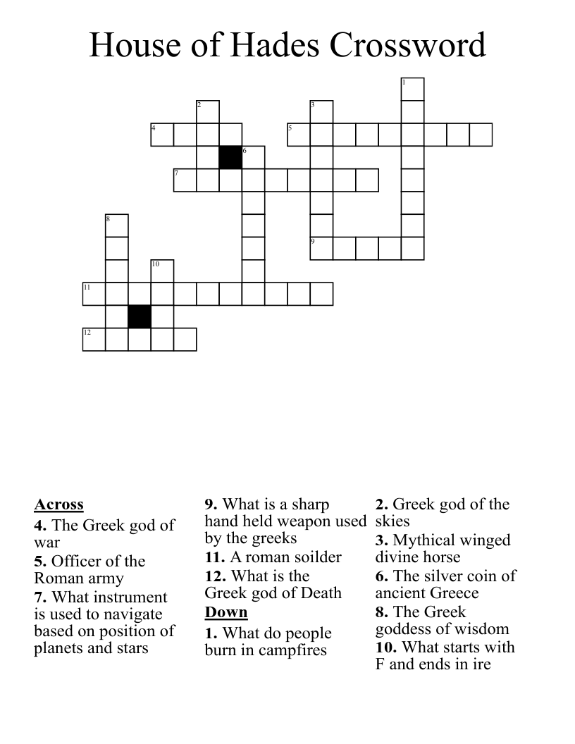 House of Hades Crossword