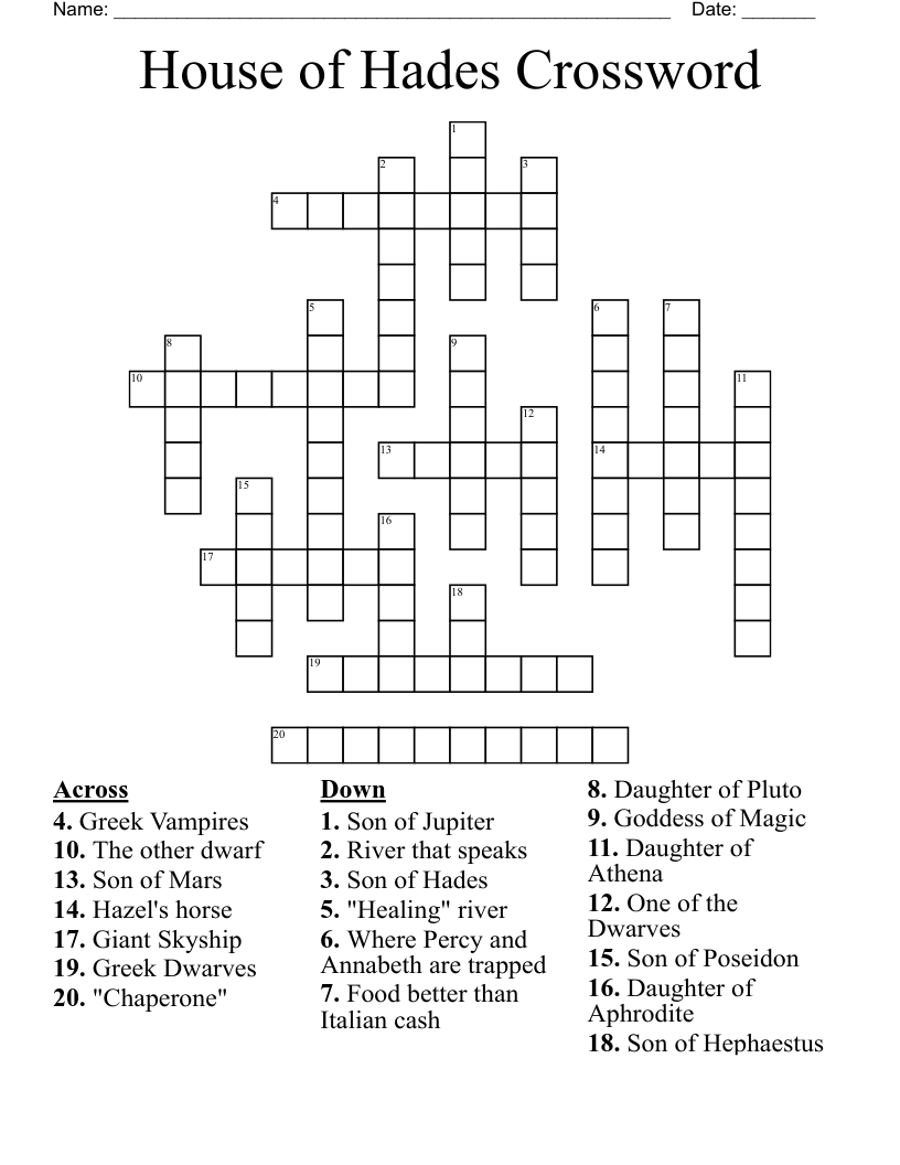 House of Hades Crossword