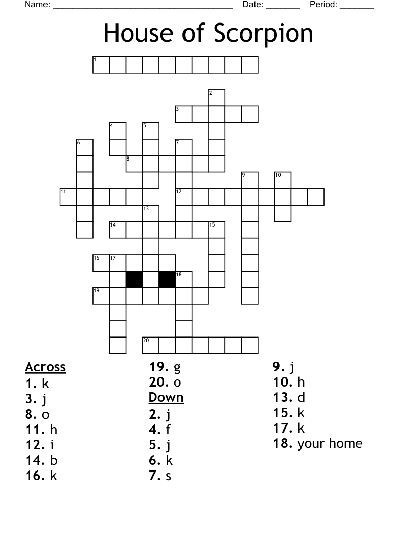 House of Scorpion Crossword