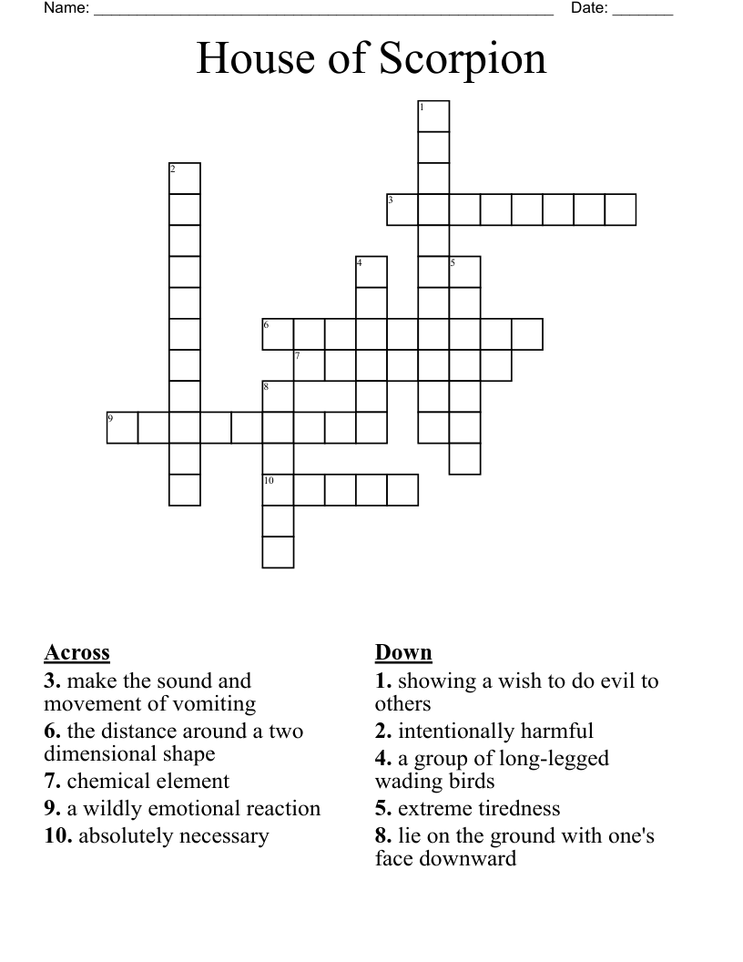 House of Scorpion Crossword