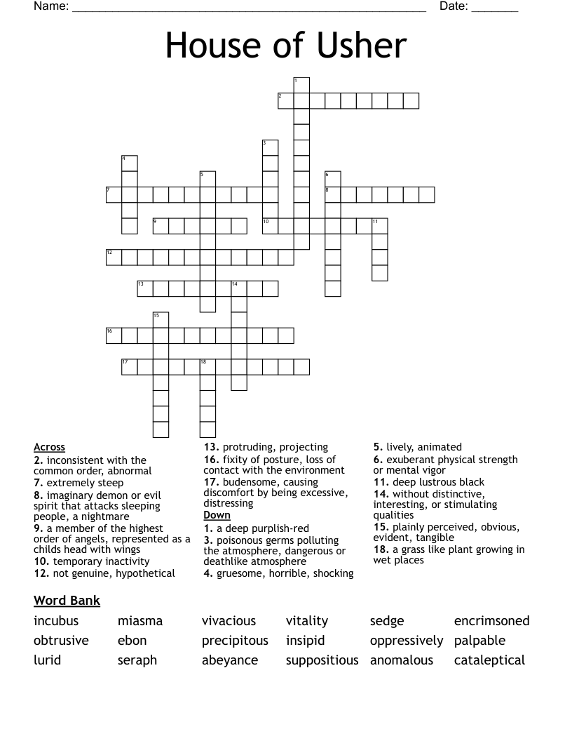 House of Usher Crossword