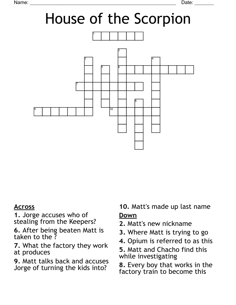 House of the Scorpion Crossword