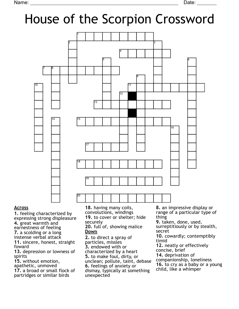 House of the Scorpion Crossword
