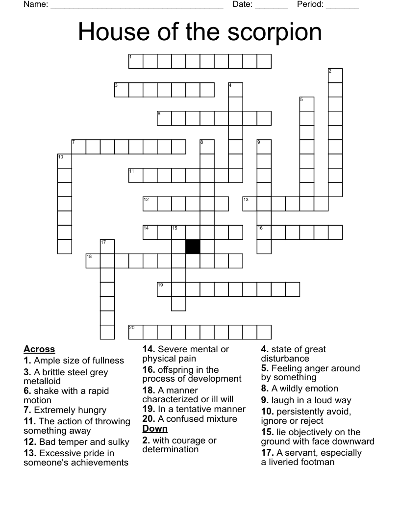 House of the scorpion  Crossword