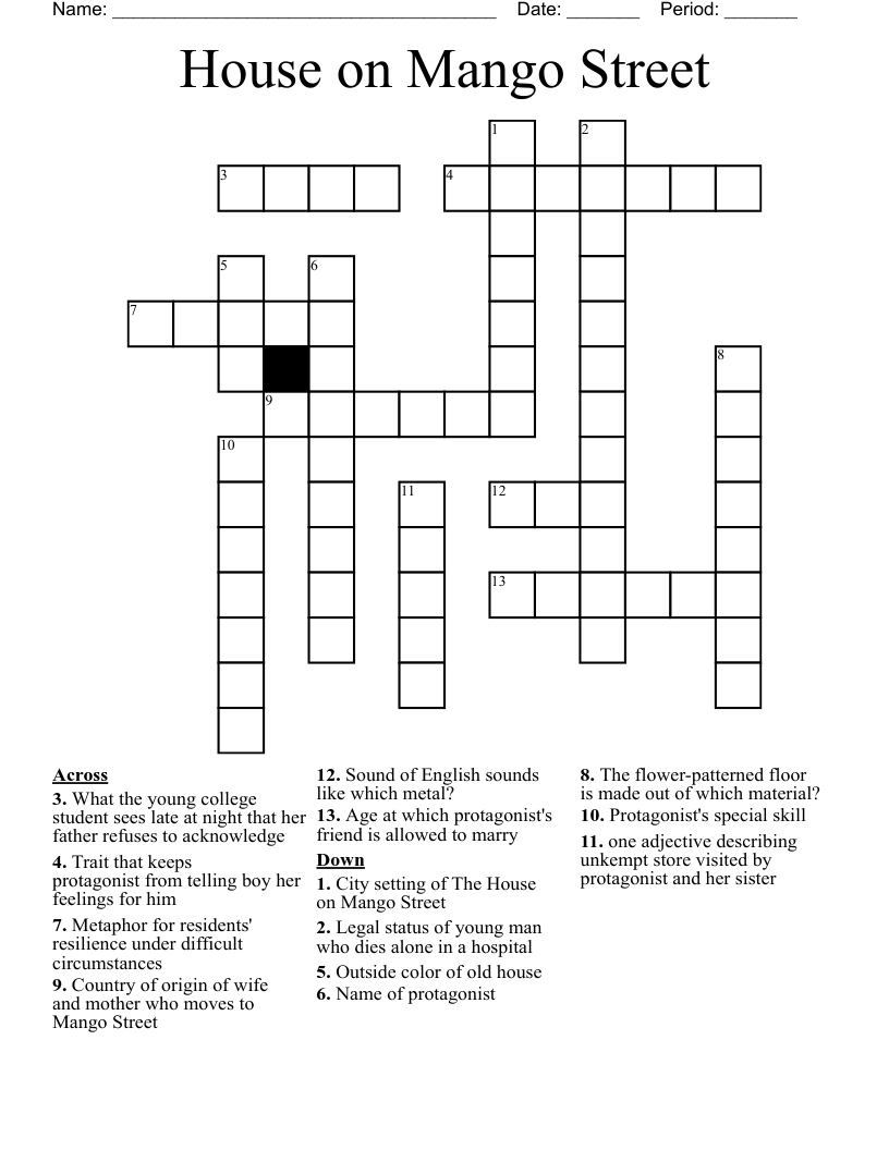 House on Mango Street Crossword