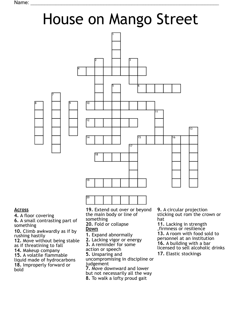 House on Mango Street  Crossword
