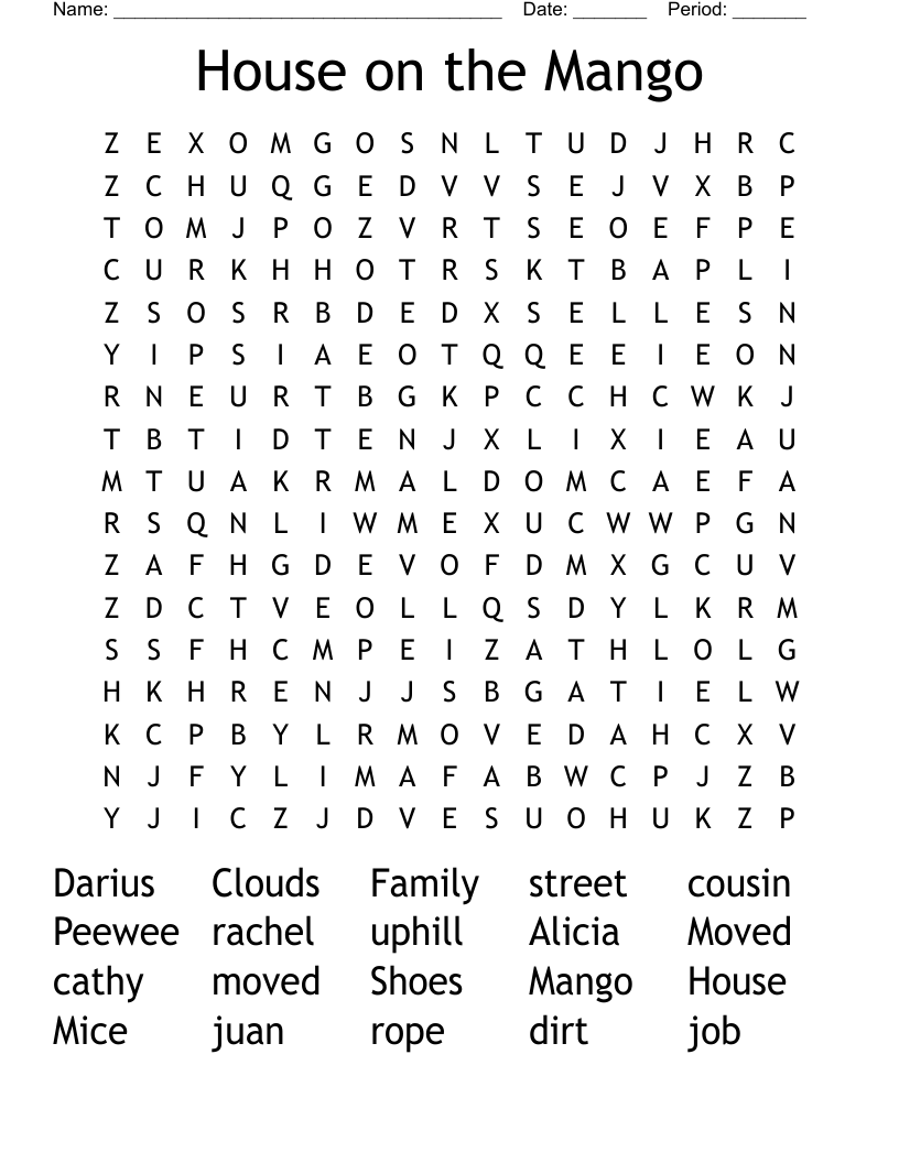House on the Mango  Word Search