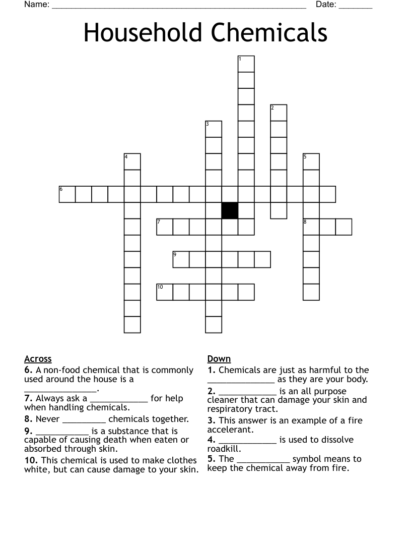 Household Chemicals Crossword